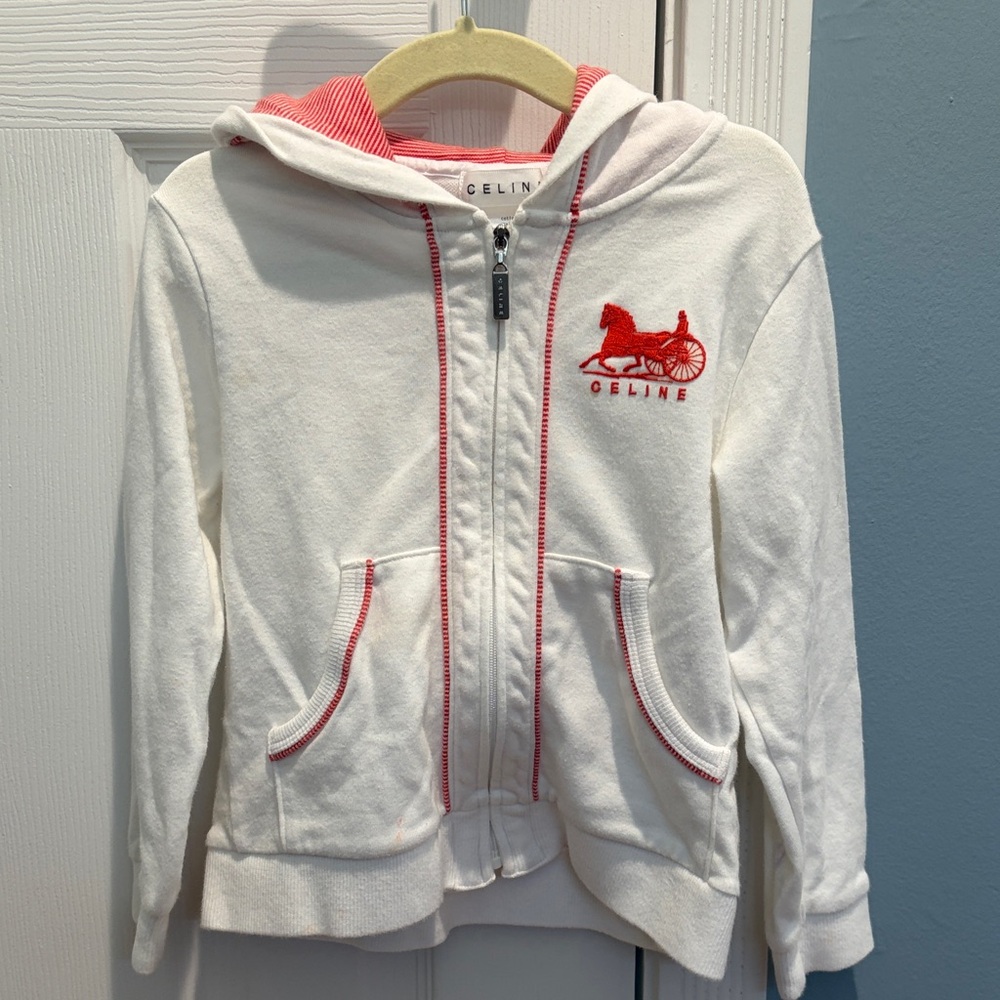 Celine White and Red Kids Hoodie